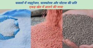 फसलों में नाइट्रोजन, फास्फोरस और पोटाश की प्रति एकड़ खेत में डालने की मात्रा