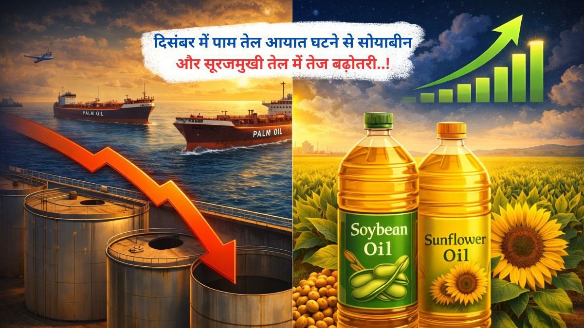 दिसंबर में पाम तेल आयात घटने से सोयाबीन और सूरजमुखी तेल में तेज बढ़ोतरी..!