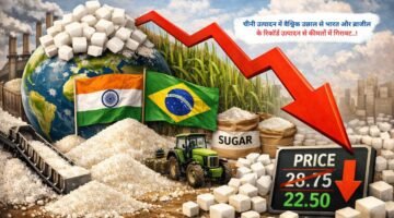 चीनी उत्पादन में वैश्विक उछाल से भारत और ब्राजील के रिकॉर्ड उत्पादन से कीमतों में गिरावट..!
