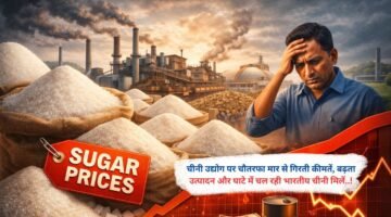चीनी उद्योग पर चौतरफा मार से गिरती कीमतें, बढ़ता उत्पादन और घाटे में चल रही भारतीय चीनी मिलें..!