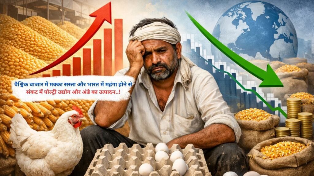 वैश्विक बाजार में मक्का सस्ता और भारत में महंगा होने से संकट में पोल्ट्री उद्योग और अंडे का उत्पादन..!