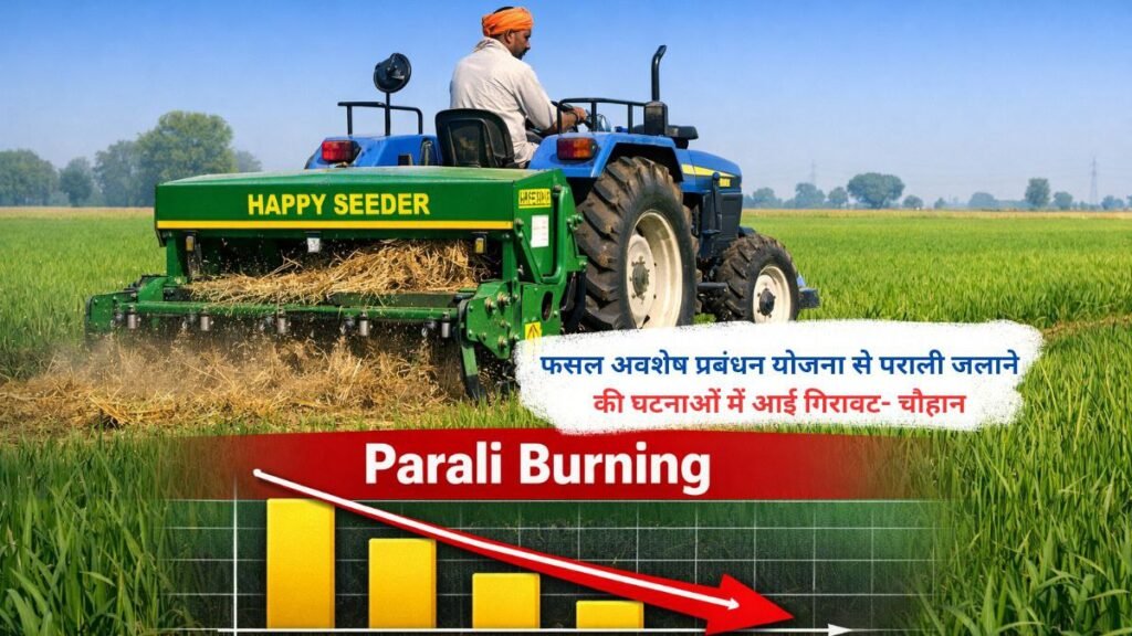 फसल अवशेष प्रबंधन योजना से पराली जलाने की घटनाओं में आई गिरावट- चौहान