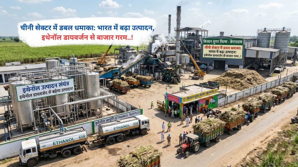 चीनी सेक्टर में डबल धमाका: भारत में बढ़ा उत्पादन, इथेनॉल डायवर्जन से बाजार गरम..!