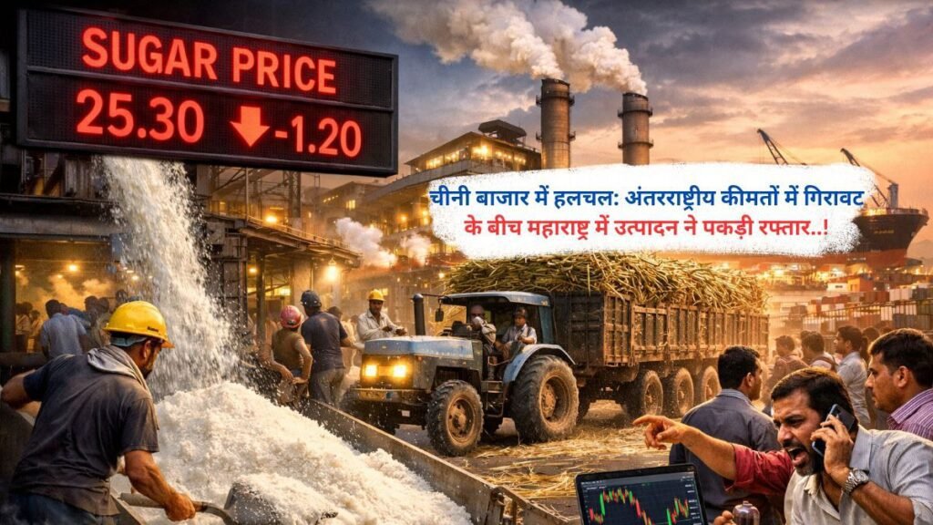 चीनी बाजार में हलचल: अंतरराष्ट्रीय कीमतों में गिरावट के बीच महाराष्ट्र में उत्पादन ने पकड़ी रफ्तार..!