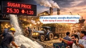 चीनी बाजार में हलचल: अंतरराष्ट्रीय कीमतों में गिरावट के बीच महाराष्ट्र में उत्पादन ने पकड़ी रफ्तार..!