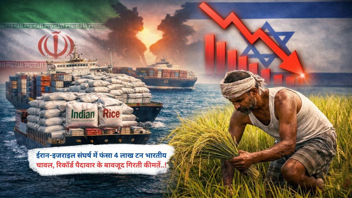 ईरान-इजराइल संघर्ष में फंसा 4 लाख टन भारतीय चावल, रिकॉर्ड पैदावार के बावजूद गिरती कीमतें..!