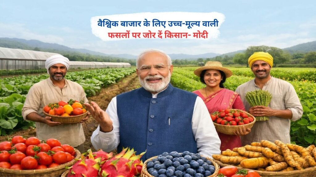 वैश्विक बाजार के लिए उच्च-मूल्य वाली फसलों पर जोर दें किसान- मोदी