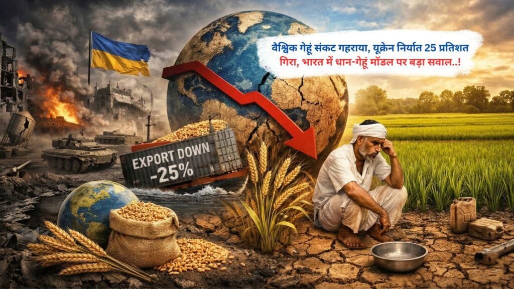 वैश्विक गेहूं संकट गहराया, यूक्रेन निर्यात 25 प्रतिशत गिरा, भारत में धान-गेहूं मॉडल पर बड़ा सवाल..!