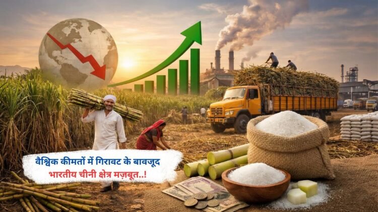 वैश्विक कीमतों में गिरावट के बावजूद भारतीय चीनी क्षेत्र मज़बूत..!