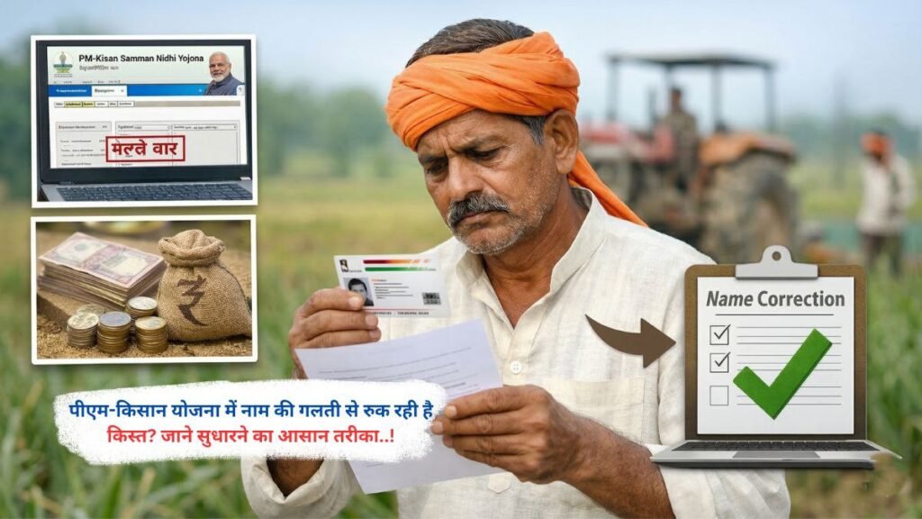 पीएम-किसान योजना में नाम की गलती से रुक रही है किस्त? जाने सुधारने का आसान तरीका..!