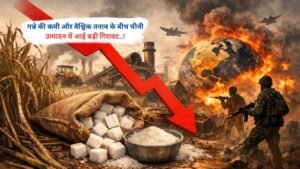 गन्ने की कमी और वैश्विक तनाव के बीच चीनी उत्पादन में आई बड़ी गिरावट..!
