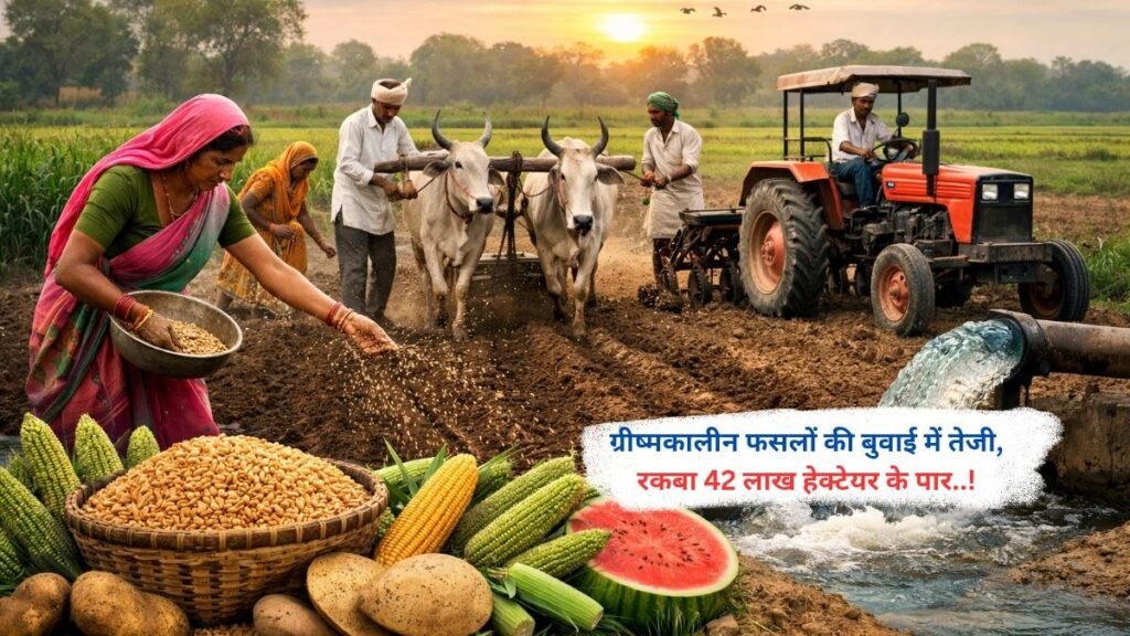 ग्रीष्मकालीन फसलों की बुवाई में तेजी, रकबा 42 लाख हेक्टेयर के पार..!