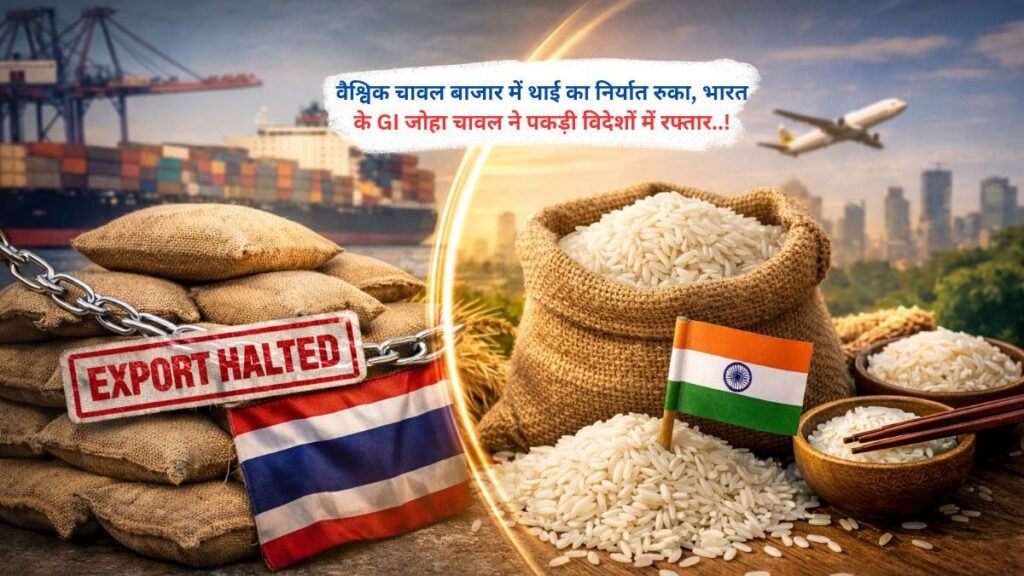 वैश्विक चावल बाजार में थाई का निर्यात रुका, भारत के GI जोहा चावल ने पकड़ी विदेशों में रफ्तार..!