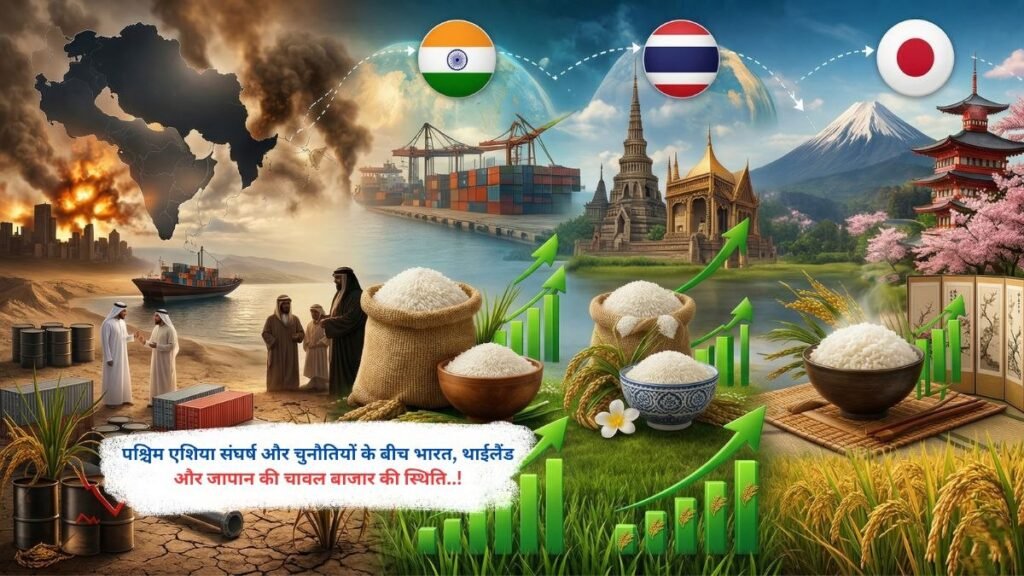 पश्चिम एशिया संघर्ष और चुनौतियों के बीच भारत, थाईलैंड और जापान की चावल बाजार की स्थिति
