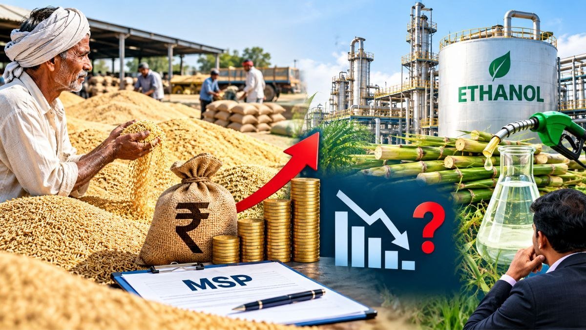 MSP खरीद पर कमीशन बढ़ने और इथेनॉल निवेश पर संकट से जुड़ी कृषि समाचार की तस्वीर