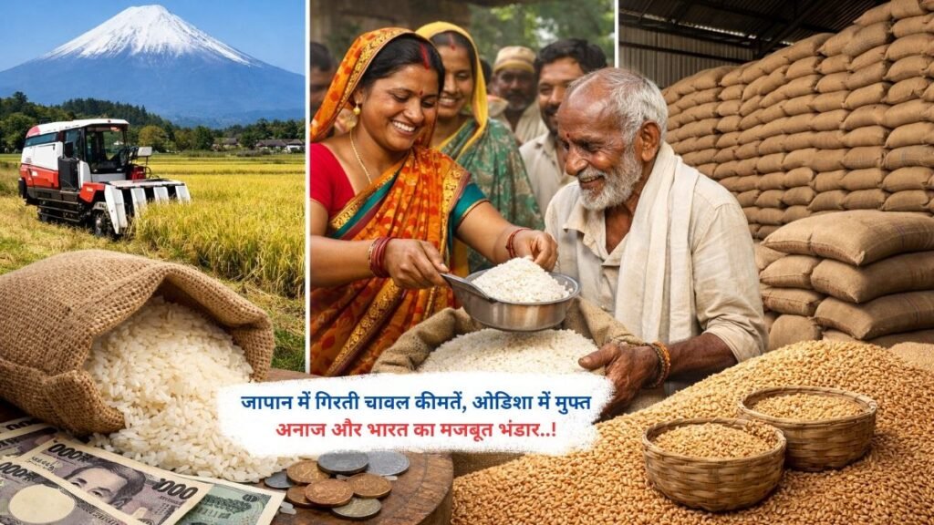 जापान में गिरती चावल कीमतें, ओडिशा में मुफ्त अनाज और भारत का मजबूत भंडार