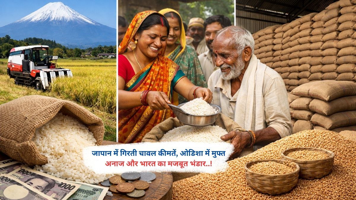 जापान में गिरती चावल कीमतें, ओडिशा में मुफ्त अनाज और भारत का मजबूत भंडार