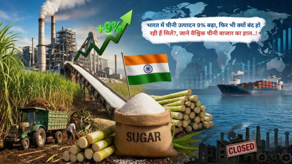 भारत में चीनी उत्पादन 9% बढ़ा, फिर भी क्यों बंद हो रही हैं मिलें?, जाने वैश्विक चीनी बाजार का हाल