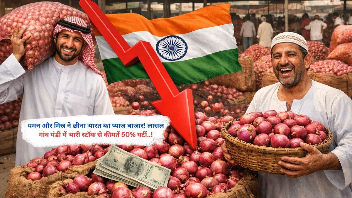 यमन और मिस्र ने छीना भारत का प्याज बाजार! लासलगांव मंडी में भारी स्टॉक से कीमतें 50% घटीं