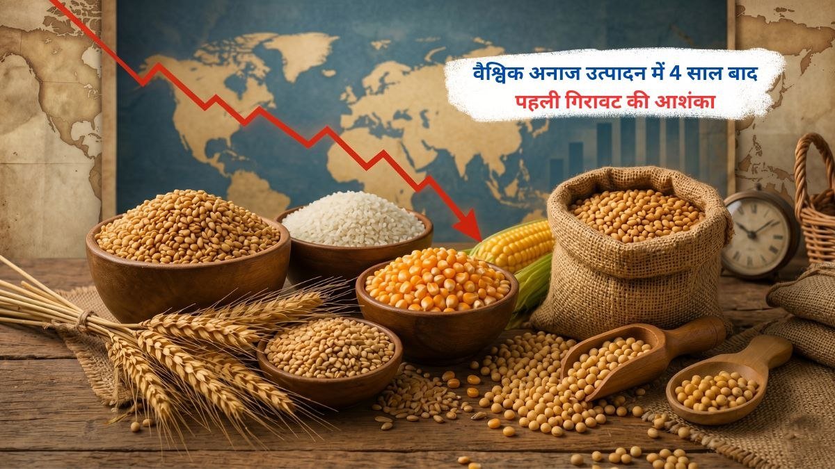 पिछले चार साल में पहली बार वैश्विक अनाज उत्पादन में गिरावट की आशंका