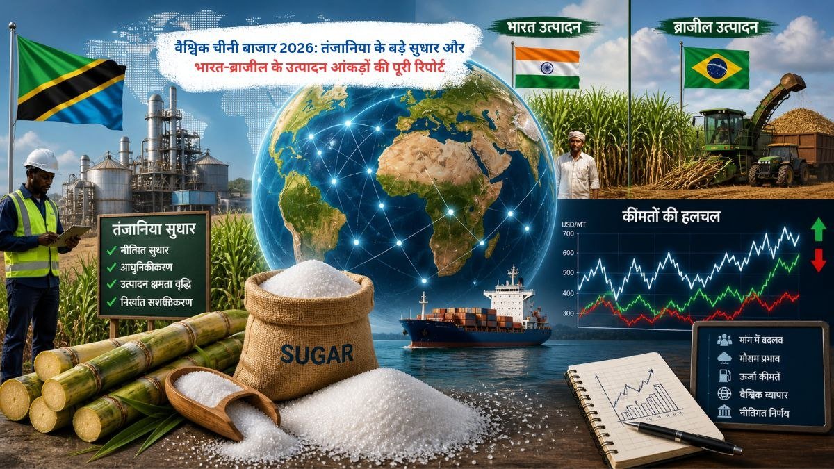 वैश्विक चीनी बाजार 2026 में तंजानिया के सुधार और भारत-ब्राजील के उत्पादन का प्रभाव