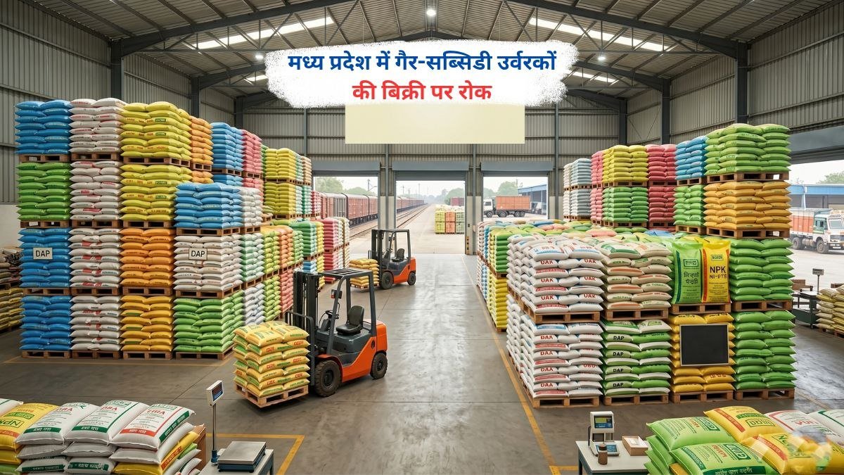मध्य प्रदेश में गैर-सब्सिडी उर्वरकों की बिक्री पर लगी रोक से जुड़ी सरकारी कार्रवाई और कृषि बाजार पर प्रभाव।