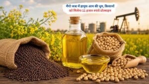 विदेशी तेल महंगा होने से सरसों और सोयाबीन की कीमतों में मजबूती का संकेत देता कृषि बाजार दृश्य
