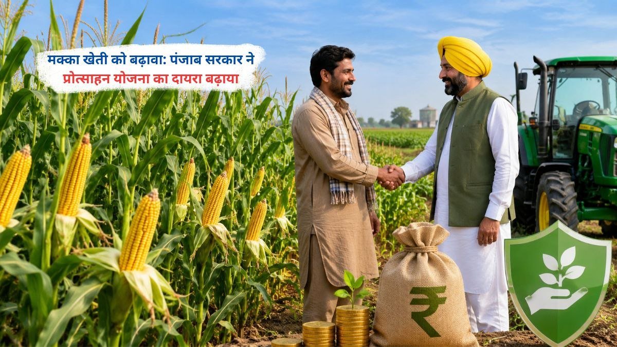 पंजाब सरकार द्वारा मक्का प्रोत्साहन योजना का दायरा बढ़ाने से मक्का किसानों को लाभ मिलता हुआ दृश्य