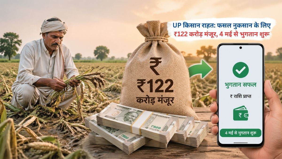 UP किसान राहत योजना के तहत फसल नुकसान पर ₹122 करोड़ मुआवजा, 4 मई से किसानों को भुगतान शुरू