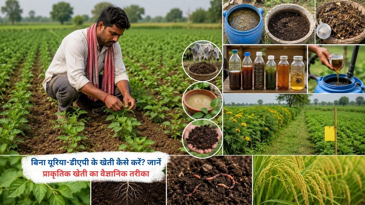 बिना यूरिया और डीएपी के प्राकृतिक खेती करते किसान का खेत