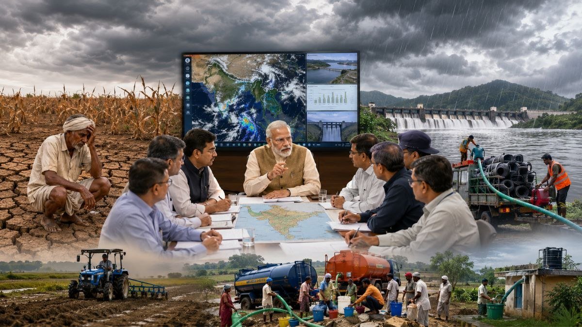 देश में 40% वर्षा घाटे की आशंका के बीच मानसून संकट से निपटने की सरकारी तैयारी दर्शाती तस्वीर