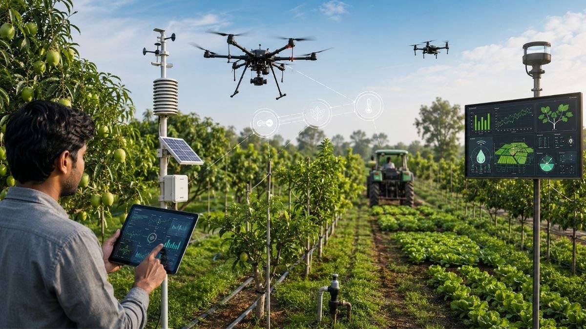स्मार्ट हॉर्टिकल्चर में AI, IoT और ड्रोन तकनीक की मदद से आधुनिक बागवानी करते किसान