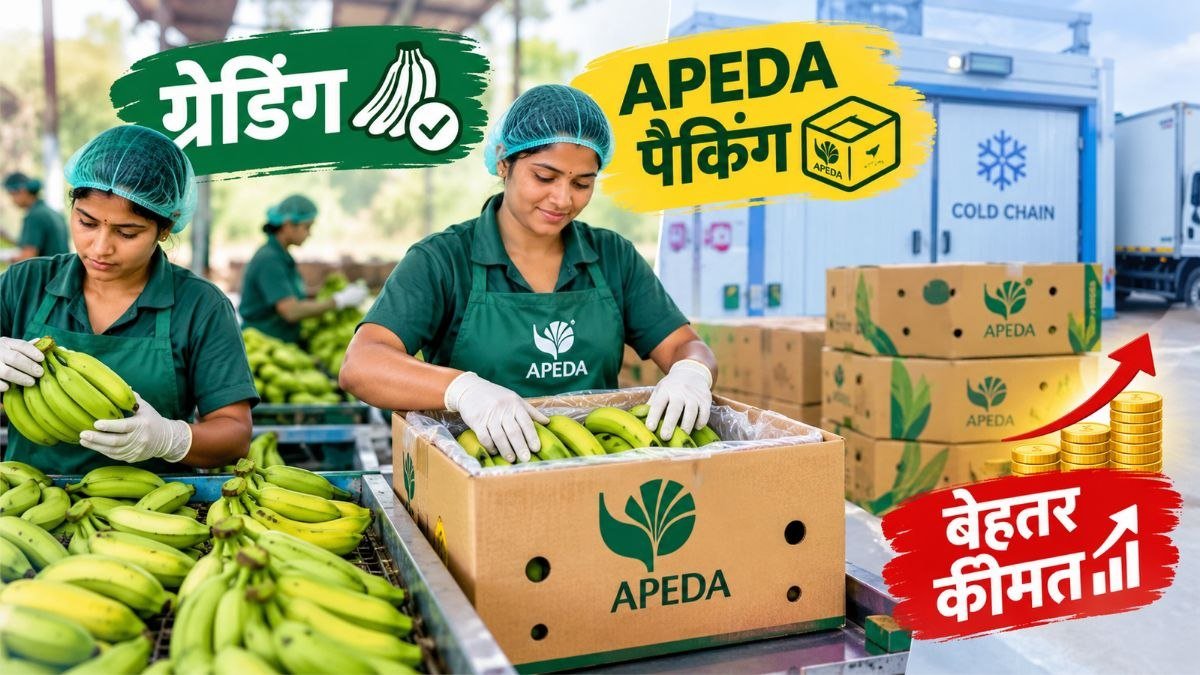 केले की ग्रेडिंग और APEDA पैकिंग