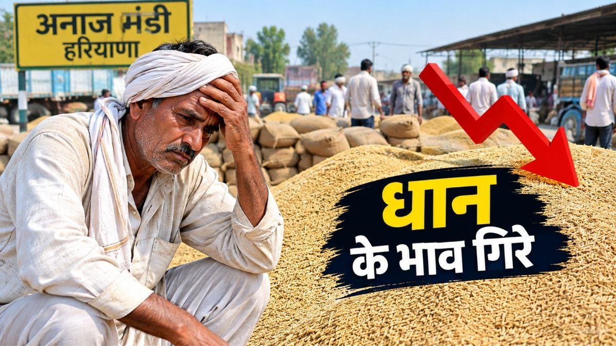 हरियाणा की मंडी में धान के कम भाव से चिंतित किसान
