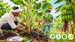 अक्टूबर से दिसंबर तक केले की फसल में खाद, सिंचाई और रोग प्रबंधन