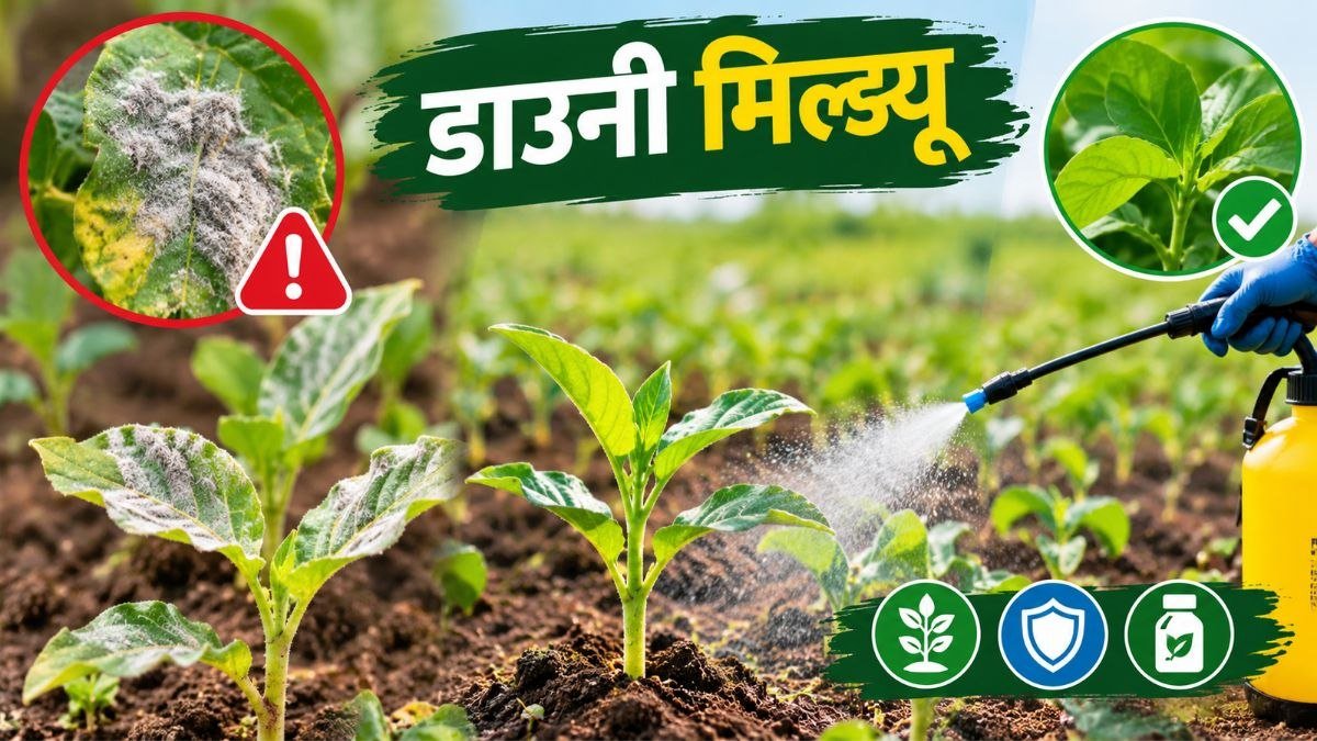 बीज अंकुरण के समय डाउनी मिल्ड्यू रोग के लक्षण